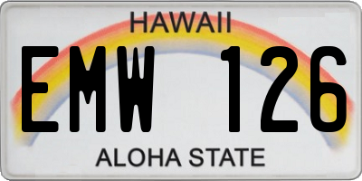 HI license plate EMW126