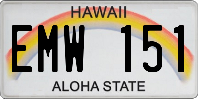 HI license plate EMW151