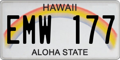 HI license plate EMW177