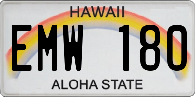 HI license plate EMW180