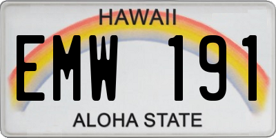 HI license plate EMW191