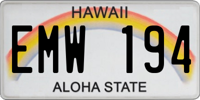 HI license plate EMW194