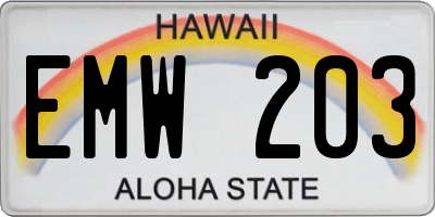 HI license plate EMW203