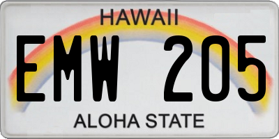 HI license plate EMW205