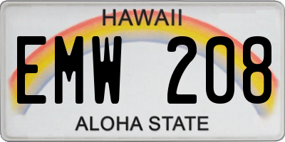 HI license plate EMW208