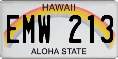 HI license plate EMW213