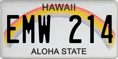 HI license plate EMW214