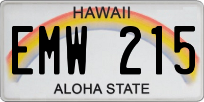 HI license plate EMW215