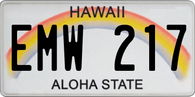 HI license plate EMW217