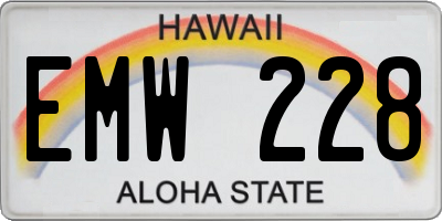 HI license plate EMW228