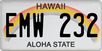 HI license plate EMW232