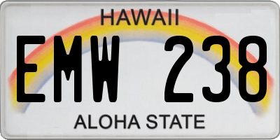HI license plate EMW238