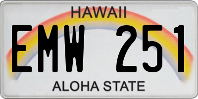 HI license plate EMW251