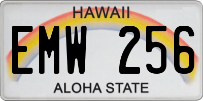 HI license plate EMW256