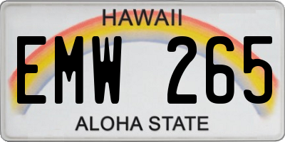 HI license plate EMW265