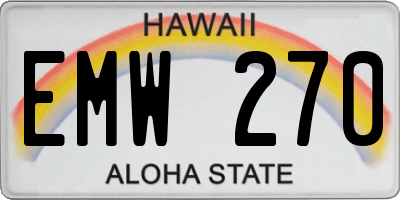 HI license plate EMW270