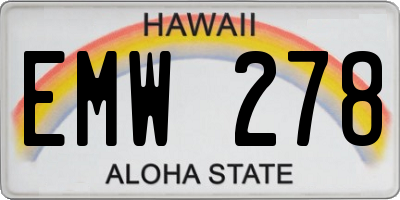 HI license plate EMW278