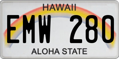HI license plate EMW280
