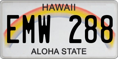 HI license plate EMW288