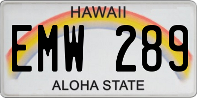 HI license plate EMW289