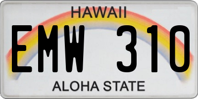HI license plate EMW310