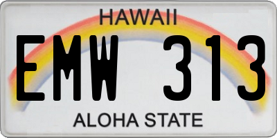 HI license plate EMW313