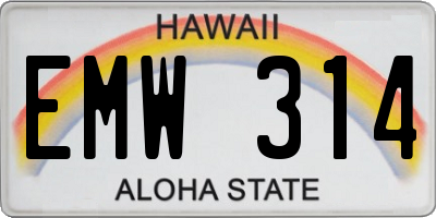 HI license plate EMW314