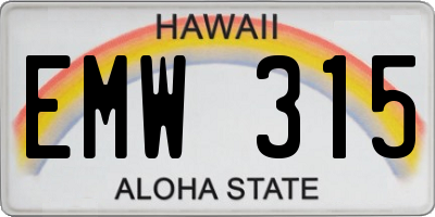 HI license plate EMW315