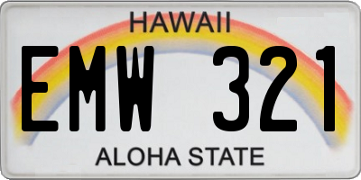 HI license plate EMW321