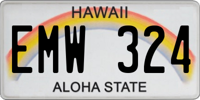 HI license plate EMW324