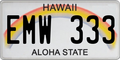 HI license plate EMW333
