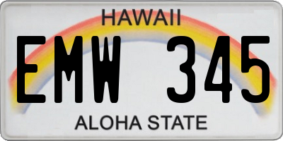HI license plate EMW345