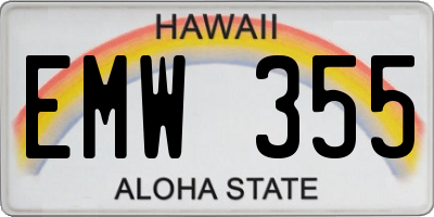 HI license plate EMW355