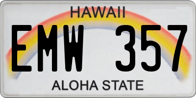 HI license plate EMW357