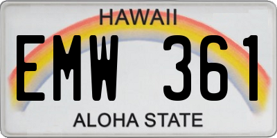 HI license plate EMW361