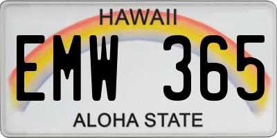 HI license plate EMW365