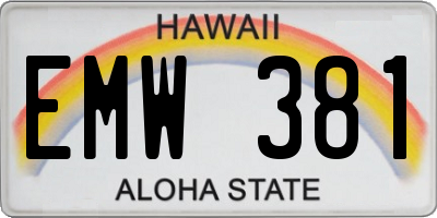 HI license plate EMW381