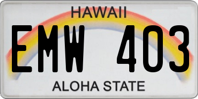 HI license plate EMW403