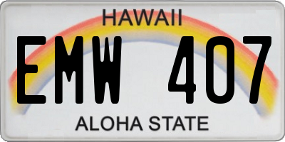 HI license plate EMW407