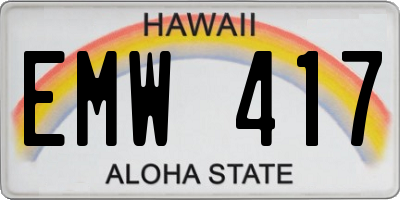 HI license plate EMW417