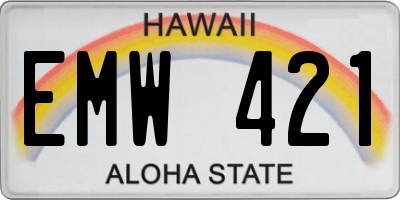 HI license plate EMW421