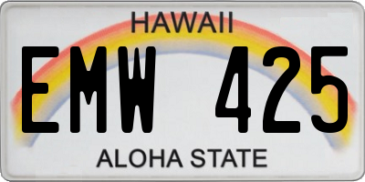 HI license plate EMW425
