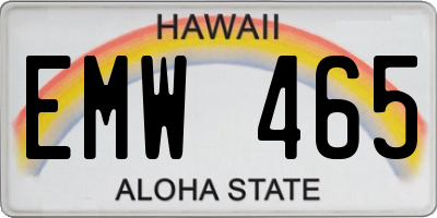 HI license plate EMW465