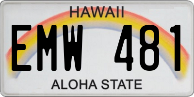 HI license plate EMW481