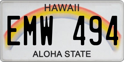 HI license plate EMW494