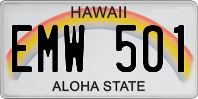 HI license plate EMW501