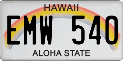 HI license plate EMW540