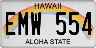 HI license plate EMW554