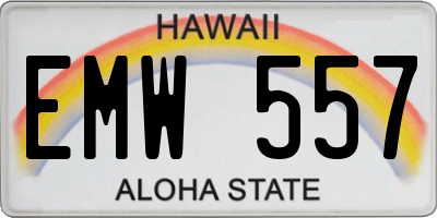 HI license plate EMW557