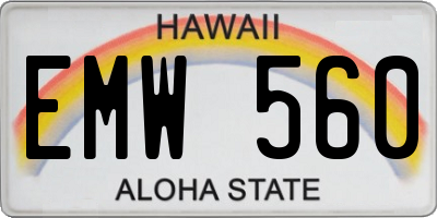 HI license plate EMW560